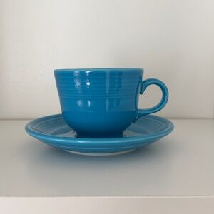 Fiesta Dishes FiestaWare Peacock Teacup Saucer Set - RETIRED Homer Laughlin Co